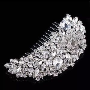 Large bridal Tiara bling Cz  hair comb Diamond bling new